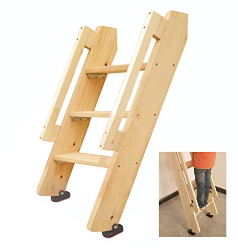 Scala per letto a castello Scala per letto a castello in legno resistente, scale per letti singoli naturali con corrimano e piedini, scala antiscivolo per camera da letto dei bambini, carico 150 kg