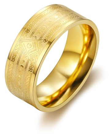 Ring Ringe Damen Bijouterie Herren 8Mm Gold Freimaurer Gottesauge Herrenring Korrodierter Goldring