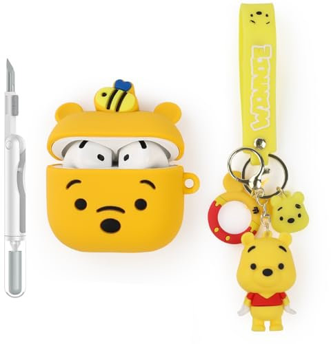 XMBYGY Custodia e pulizia penna per auricolari AirPods 4th generazione, custodia protettiva in silicone e penna di pulizia 3 in 1 per AirPods 4 auricolari senza fili con bambola e cordino anti-perdita