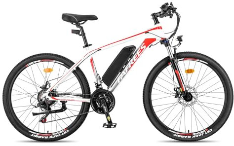 Fafrees 26 Electric Bike for Adults, 21-Speed Ebike, 250W Pedal Assist Electric Mountain Bike, 250W Motor 36V 13Ah Removable Battery MTB for Men Ladies (WHITE)