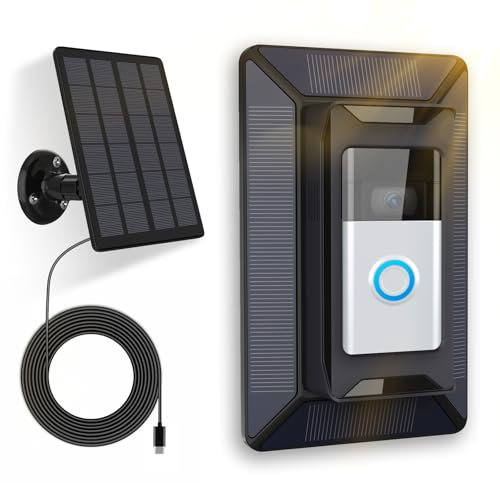 Solar Charger for Ring Doorbell, 2-in-1 with Mount Stand, Compatible with Ring Battery Doorbell 3/4/3 Plus, Ring Battery Doorbell Pro/Plus (2020/2021/2023)