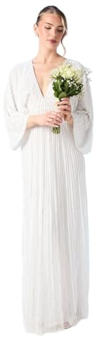Coast V Neck Sequin Kimono Sleeve Wedding Dress, 12, Ivory