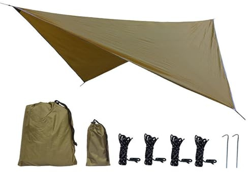 kowaku Camping Tarp Tragbare wasserdichte Campingzeltplane für Den Außenbereich, Khaki