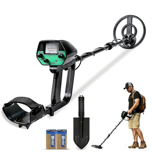 Metalldetektor, Metalldetektor Profi für Erwachsene Anfänger und Kinder - Leichter Hochpräziser Metalldetektoren mit Schaufel, Batterie & Wasserdichter Suchspule verstellbarem Länge (78–107 cm)