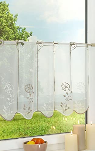 LYSEL Scheibengardine Blümchen (Bx H) 80cm * 30cm beige/beige-weiß