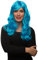 Sexy Langhaar Damen Frauen Perücke lockig/gewellt für Fasching Karneval Motto Party - 13 Farben (Türkis)