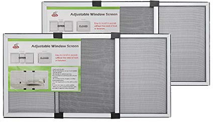 [FOR SMALL WINDOWS ONLY] FLYZZZ Adjustable Screen , 2 Packs 10 H x Fits 14 to 24 W | Stop & Measure Before Buying | Perfect for Bathroom & Basement Windows