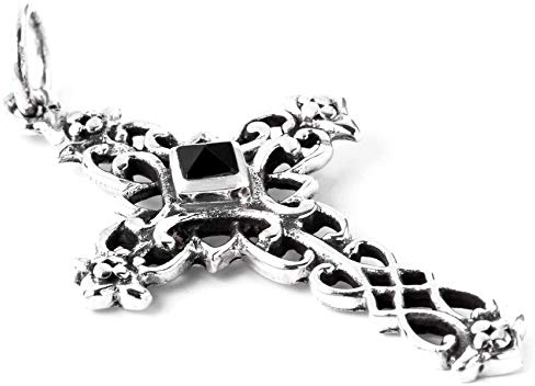 WINDALF Schmuck Anhänger LUCAN Gotisches Kreuz Onyx 925 Sterlingsilber