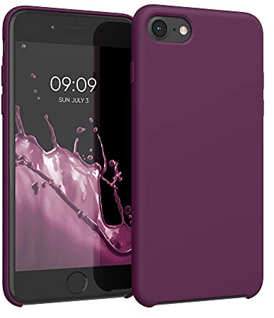 kwmobile Case Compatible with Apple iPhone SE (2022) / iPhone SE (2020) / iPhone 8 / iPhone 7 Case - TPU Silicone Phone Cover with Soft Finish - Magenta Purple