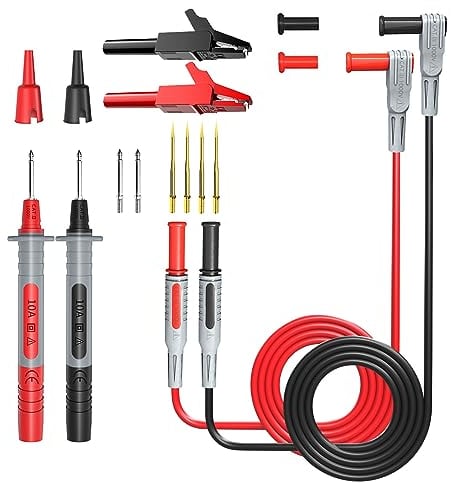 Cleqee Kit puntali per multimetro, cavi di prolunga con spina a banana da 4 mm con clip a coccodrillo, sonde di test da 8 pezzi, sonde di test, set di punte di misurazione (16 pezzi).