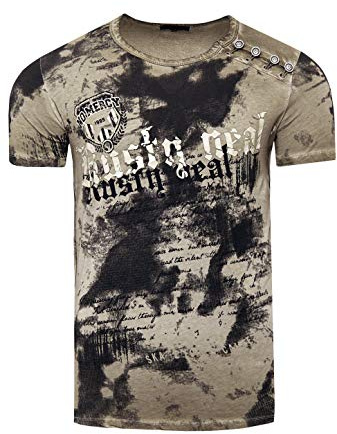 Rusty Neal Batik Herren T-Shirt No Mercy mit Front Logo Print Kurzarm (L, Khaki)