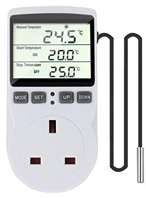 Furado Digital Temperature Controller, LCD Screen Heating Cooling Temperature Switch, Thermostat Outlet Socket with 1.7m Sensor, 230V Digital Thermostat for Greenhouse Farm Terrarium Reptile