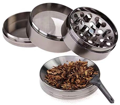 Thitex Zinc Alloy Herb Grinder 4 Layers Spice Mill with Sifter and Magnetic Top for Dry Herb (B)