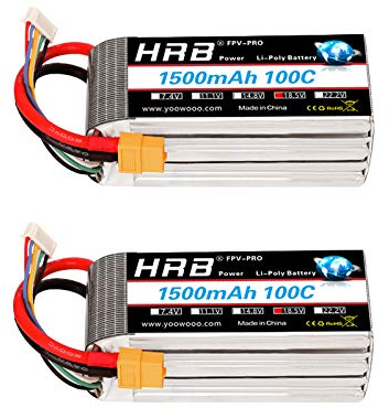HRB 2PCS 5S 18.5V 1500mAh 100C Lipo Battery with XT60 Plug for RC Helicopter Airplane Car Boat Truck