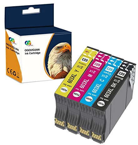 OGOUGUAN 603XL Ersatzpatronen für Epson 603 XL Patronen, kompatibel mit Epson Expression Home XP-2100 XP-4100 XP-3100 XP-2105 XP-3105 XP-4105, WorkForce WF-2830 WF-2850 WF-2810 WF-2835 (4 Stück)