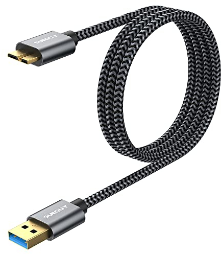 SUNGUY Micro B USB 3.0 Kabel 1M, USB A Stecker auf Micro B Stecker Festplattenkabel für Seagate,Toshiba Canvio,Western Digital(WD),My Passport und Elements,Galaxy S5,Note 3 -Grau