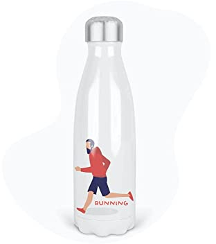 YouDesign Bouteille Gourde Isotherme Acier INOX - Blanc - 350 ML - imprimé Illustration Sport Course à Pied Running - GB59 - France