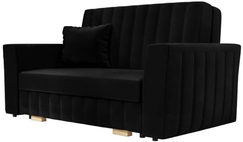 Mirjan24 Schlafsofa Viva Glam II mit Bettkasten, Rückenlehne und Seiten fest angenäht, 2 Sitzer Polstersofa, Sofa mit Schlaffunktion, Sofagarnitur inkl. Kissen, Bettsofa (Kronos 07)
