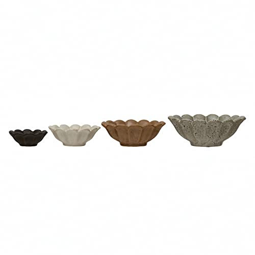 Creative Co-op Bols à fleurs en grès - 15,2 x 15,2 x 7,6 cm - Multicolore