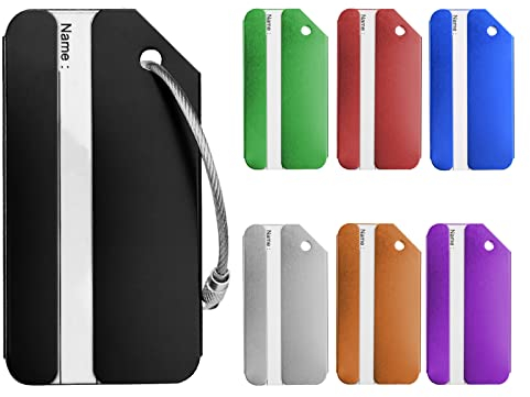 Flintronic 7 Stück Kofferanhänger Koffer, Gepäckanhänger ID Etikett, Tags mit Namensschild Adressschild, Kofferanhänger Koffer Reisezubehör