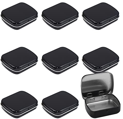 ZEOABSY 50 Pezzi Scatola di Metallo Latta, 60 x 47 x 15 mm, Nero Rettangolare Incernierato Lattine Mini Contenitori Tin Metallo Portatili per Casa Organizzatore Stoccaggio