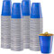 QXNDXQ Set di Tazze per Feste - 50 Pong da 500 ml, Rosse e Blu, Riutilizzabili per Capodanno, Natale, Halloween, Campeggio, Matrimonio (Blu)
