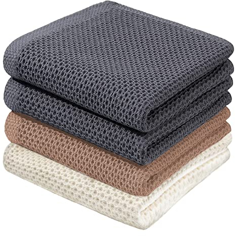 BW&HM Geschirrtücher Baumwolle Geschirrhandtücher Küchentücher Küchenhandtücher Spültücher (Grau+Beige+Braun, 33x74 cm)