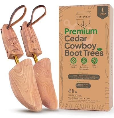 HOUNDSBAY Western Cedar Boot Tree for Cowboy Boots and Western Boots for Men and Women, Cedar, Men's Large = 10.5-12 US