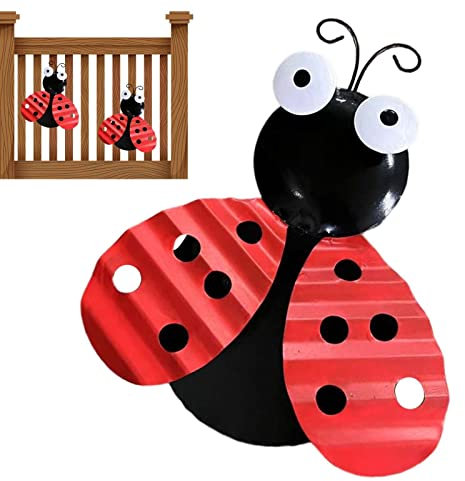 Marienkäfer-Metall-Wandkunst, Marienkäfer Garten Deko, Metall Käfer Wanddeko Gartenzaun Innen Deko, Niedliche Marienkäfer 3D Wanddekor Rasen Insekt Zäune Decor