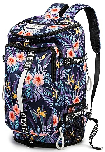 Sac de Sport à Motif Floral, Sac à Dos avec Compartiment à Chaussures pour 4 Voies, étanche, Voyage, Sport, randonnée, Ordinateur Portable, Orange/Soir en Zigzag (Chevron Sunset), Sacs à Dos Duffel
