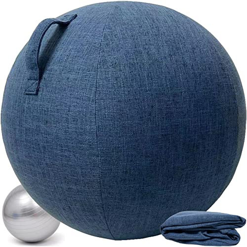 Alywen Ballon Bureau Siege Ballon Gym Ballon Bureau 55/65/75cm Ballon de Grossesse Chaise Ballon avec Housse de Protection Antidérapante Swiss Ball (65cm, Bleu Marin)