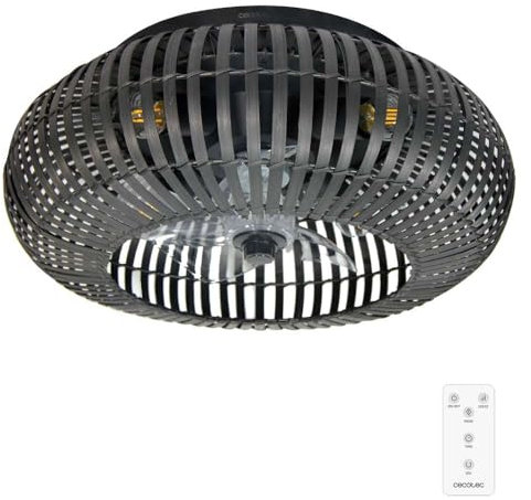 Cecotec Ventilador de Techo con Luz de diseño EnergySilence LampAero 600 Natural DarkWood motor DC 20W, Luz LED, 5 aspas 11 pulgadas, control remoto, 3 velocidades, temporizador y modo winter/summer
