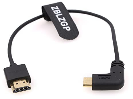 ZBLZGP Câble HDMI 2.1 8 K pour appareils photo Blackmagic Pocket Cinema Moniteur TV PS5 ATOMOS Ninja V Portkeys HDMI Splitter Câble numérique (coude gauche Mini HDMI-HDMI)