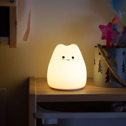 Lampara Nocturna de Mesa LED Infantil quitamiedos y Recargable Cat | Greenice