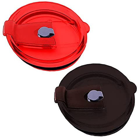 2 pcs Tumbler Replacement Lids,Spill-Proof Splash Resistant Straw-Friendly Cover for Yeti Rambler, Ozark Trail, Old Style Rtic,BPA Free & Straw Friendly (30 OZ Pure Color, Black&red, 30 OZ pure color