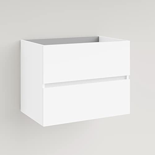 Baikal Modular Mueble de Baño de 2 Cajones, Suspendido en Pared, Módulo de Baño, en Melamina 16mm. Mueble MONTADO. Combinable con Cualquier Top Mueble 2 Cajones 70 cm Blanco