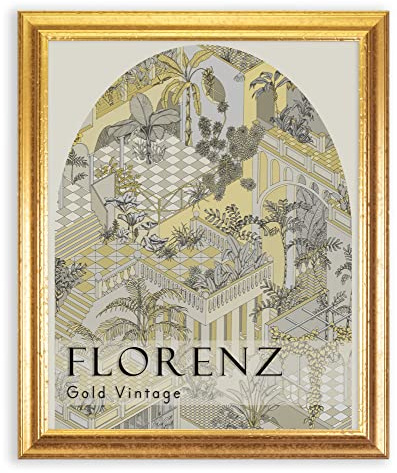 BIRAPA Florenz Holzbilderrahmen 50x70 cm Gold Vintage - Bilderrahmen Vintage Holz mit Zierleiste innen und außen, Wechselrahmen, Hochwertiger Holzrahmen
