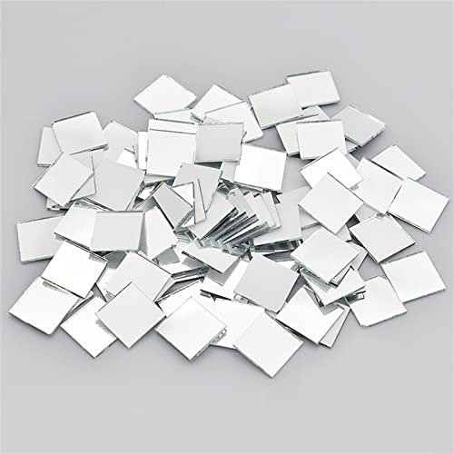 HEIBTENY Pack of 100 Self-Adhesive Mini Mirrors, 10 x 10 mm, Real Glass, Silver, DIY Disco Ball or Craft Projects, Peel and Stick Wall Stickers