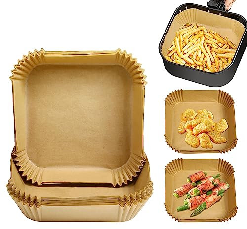 Square Mini Air Fryer Liners for Most 2qt Air Fryer, 100 Pcs Non-Stick Air Fryer Parchment Paper Pads Air Fryer Liners