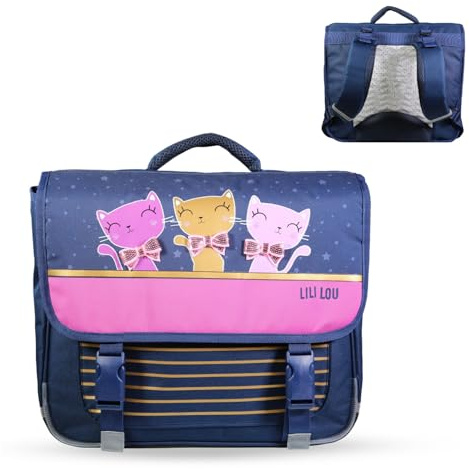 Bagtrotter – Cartable 38 cm – Lili Lou x Phileas Bleu – Primaire – Bretelles et dos rembourrés – Bandes Réfléchissantes – Grand Rangement – Marque Officielle Lili Lou