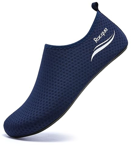 Racqua Water Shoes Quick Dry Sea Aqua Swimming Beach Non Slip Wetsuit Breathable Kayaking Lightweight Pool Shoes Socks Wet Diving Shoes for Men Women Navy 42/43