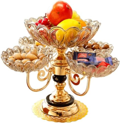 RUTAVM Fruit Basket European Metal Bowl Crystal Glass Large Bowl Fruit Basket Decorative Plate Supplies Beautiful Wedding Gift Kitchen Gadgets