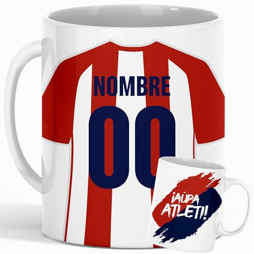 Genérico Taza Personalizada Fútbol A. Madrid | Regalo Original para Aficionados del Fútbol | Taza de Desayuno | Regalo Equipo de Fútbol | Diseño Único y Duradero (At. Madrid)