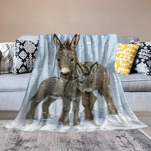 Kuscheldecke Flauschig Esel 3D Decke 130x150 Süße Tiere Wohndecke Esel Weich und Warme Flanell Fleecedecke für Sofadecke Couchdecke Tagesdecke 6078m