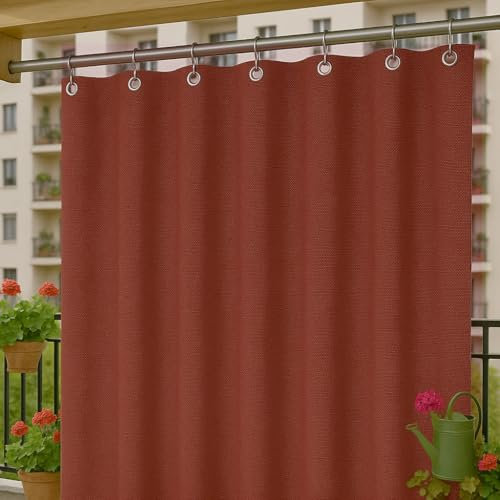 Byour3 - Rideaux D'Extérieur Imperméables avec Anneaux en Métal Anti-moisissure - Auvent Latéraux Gazebo Occultant pour Terrasse Balcon Pergola Toile Solaire Isolant Thermique (Brique, L.200x290H)