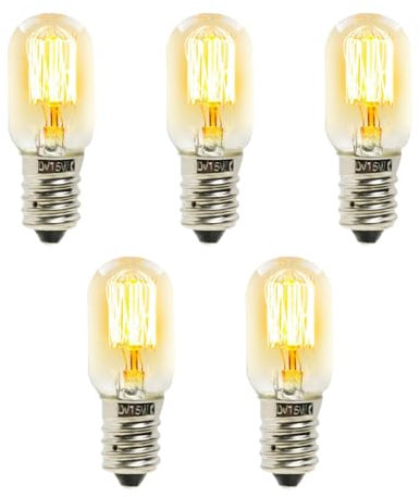 SMCEHEYA 5Pcs 15W E14 Screw Salt Lamp Bulbs 230V, Scentsy Mini Wax Warmer Light Bulb Small Edison Screw SES Pygmy Bulb Warm White 2700K Dimmable, Bulb 15W Mini Wax Warmer Light Bulb Dimmable