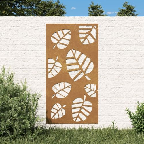 Haus & Garten, Wanddekoration, 105 x 55 cm, Cortenstahl-Blatt-Design