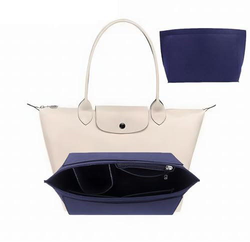 Nircho Taschen Organizer für Longchamp, Filz Handtasche Organizer mit Multi-Taschen, Große Kapazität Tascheneinsatz-Organizer Für Longchamp, Geldbörsenzubehör für Longchamp Tragetasche (Blau, M)
