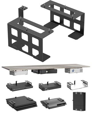 NOTMBESTM Universal Under Desk Mount Holder for Game Console, Media Players, Audio Interface, Mini Pc, UPS System, Projector Ceiling Mount Fit for Any Other 0.6 to 3.5 Thick Devices (Black)