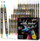 FINGERTIP STORY Acrylic Paint Pens, 48 Metallic Pens Colours Dual Tip Acrylic Pens for Rock Painting, Wood, Glass, Ceramic, Stones, Fabric, Canvas, Craft, Waterproof Brush Pens